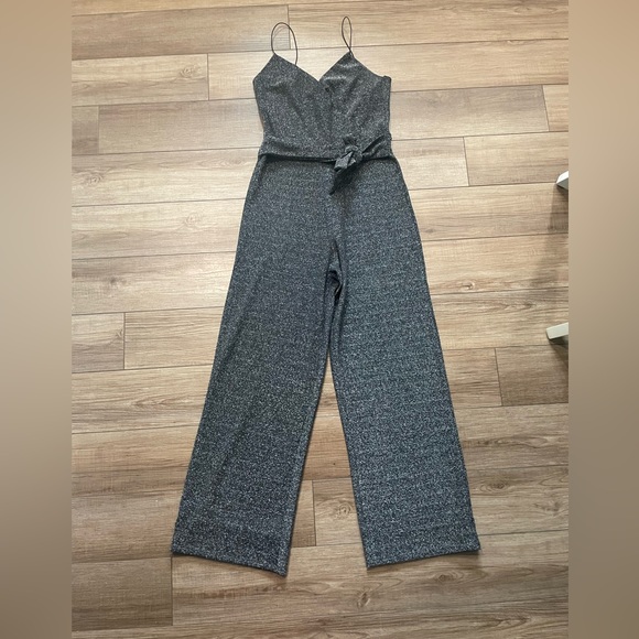 Wide leg sleeveless jumpsuit - Silver sparkle - Picture 2 of 5